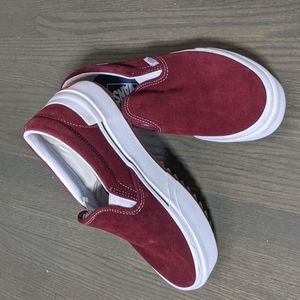 Vans platform suede maroon slip ons